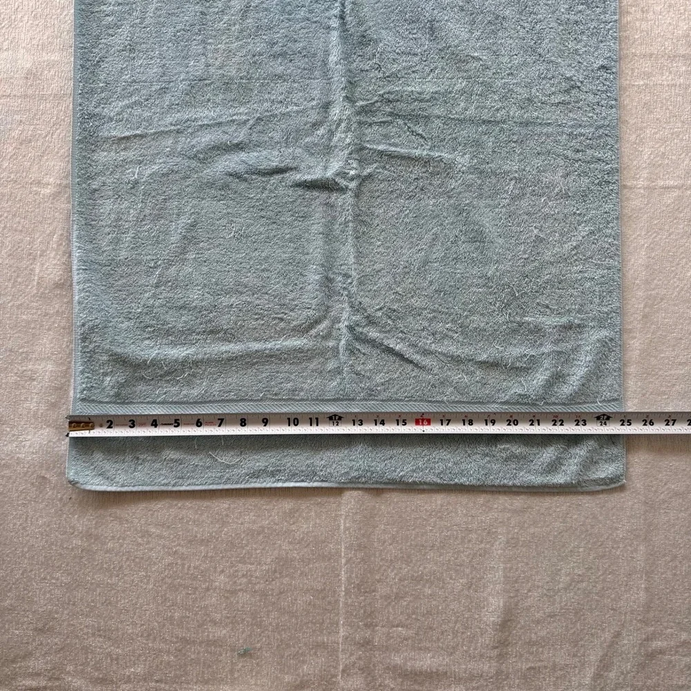 2pc Vintage Blue Bath Towels USA Cotton Stevens Utica Spa Hotel Retro Set